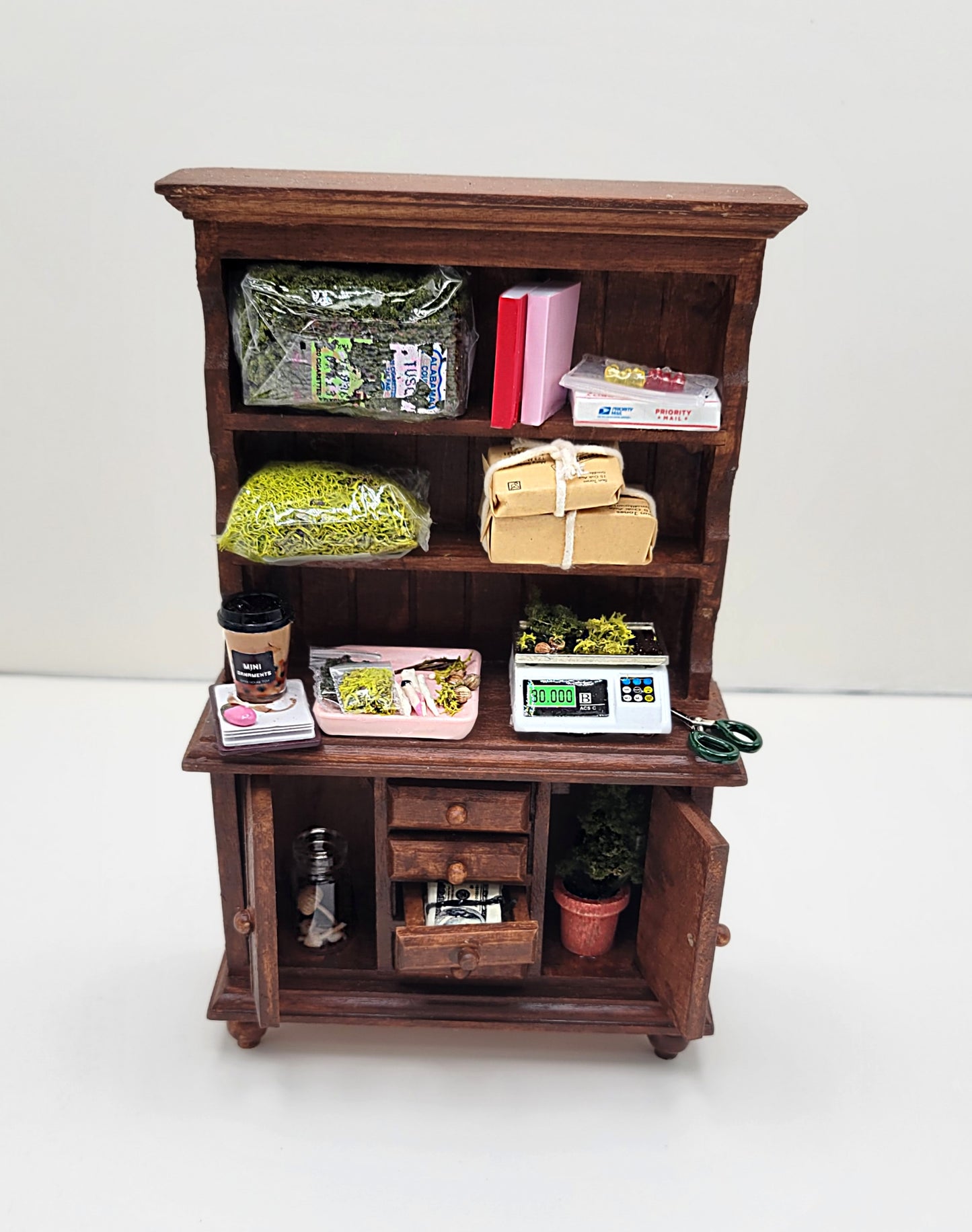 Simulated Dollhouse weed stash cabinet miniature 1:12 scale