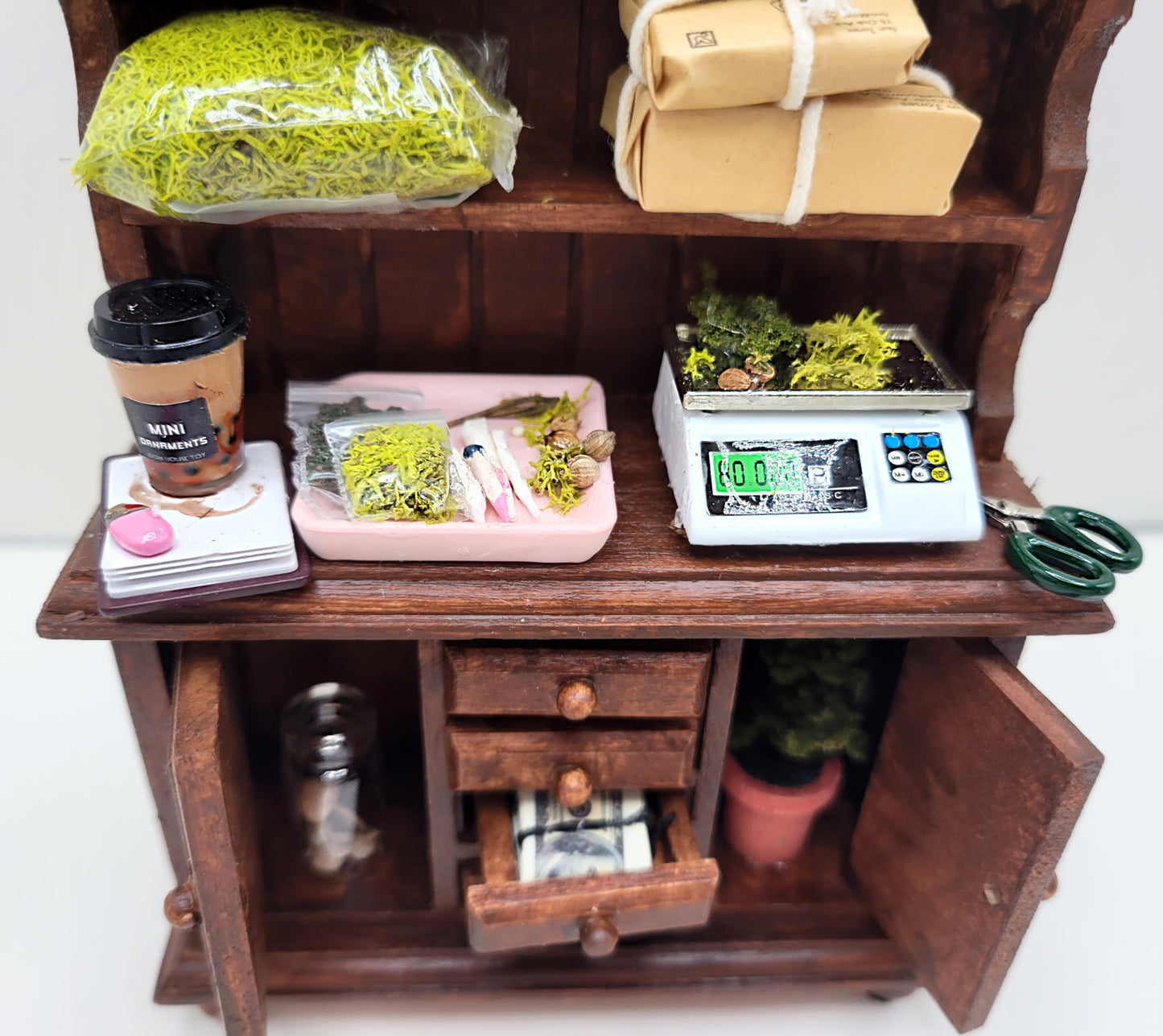 Simulated Dollhouse weed stash cabinet miniature 1:12 scale